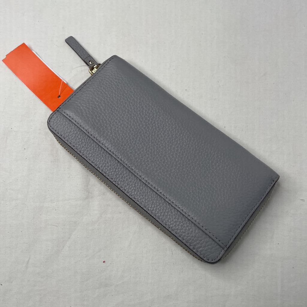 Kate Spade Wallet Zip Around Gray Pebbled Leather