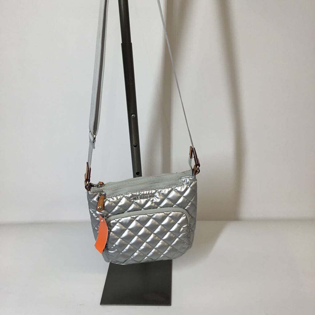 MZ Wallace Purses Crossbody Quilted Silver