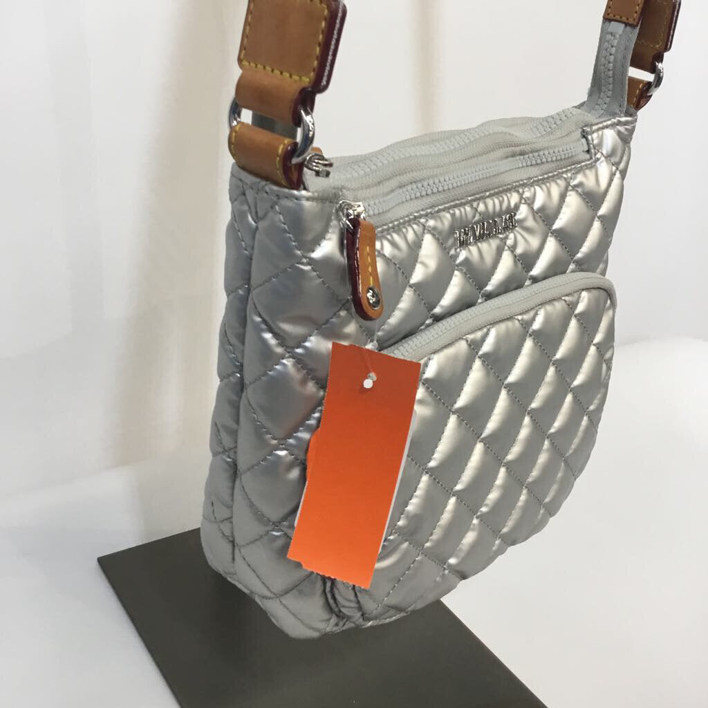 MZ Wallace Purses Crossbody Quilted Silver