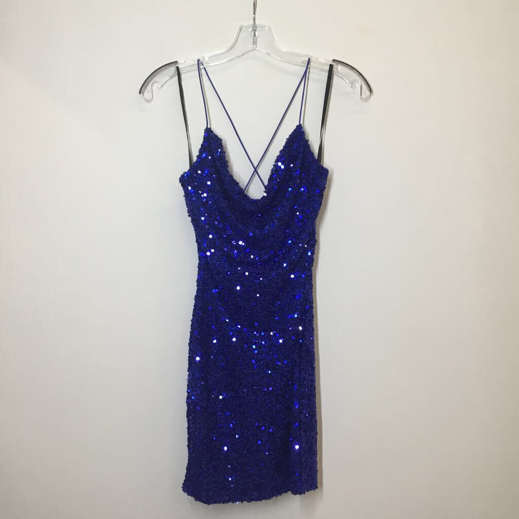 B. Darlin Homecoming Dress S 5/6 Blue Sequin