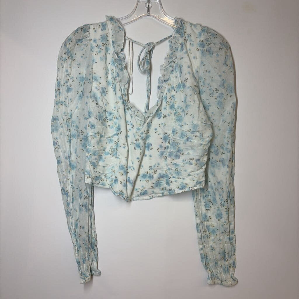 Free People Long Sleeve M Blue/White