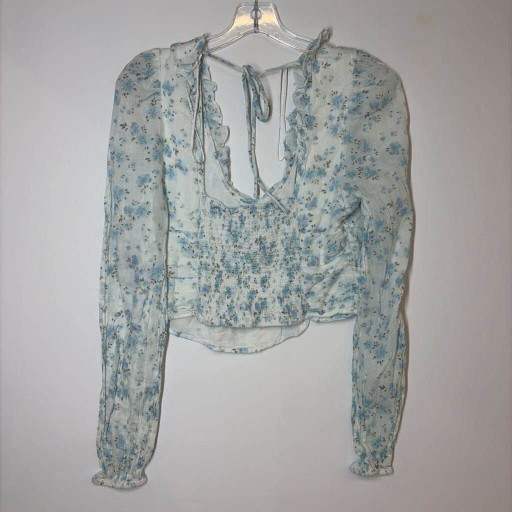 Free People Long Sleeve M Blue/White