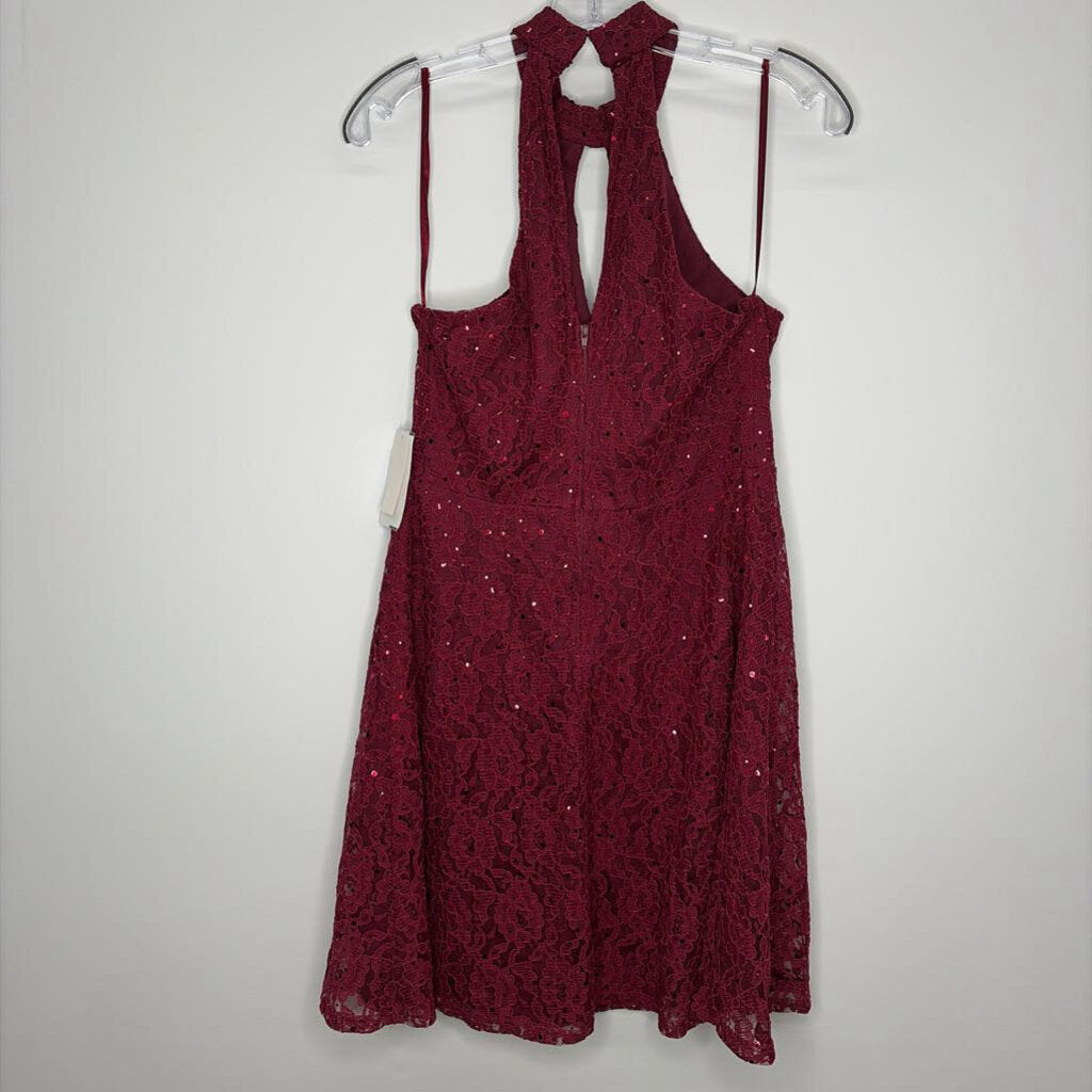 Jodi Kristopher Homecoming Dress M(9) Maroon Lace