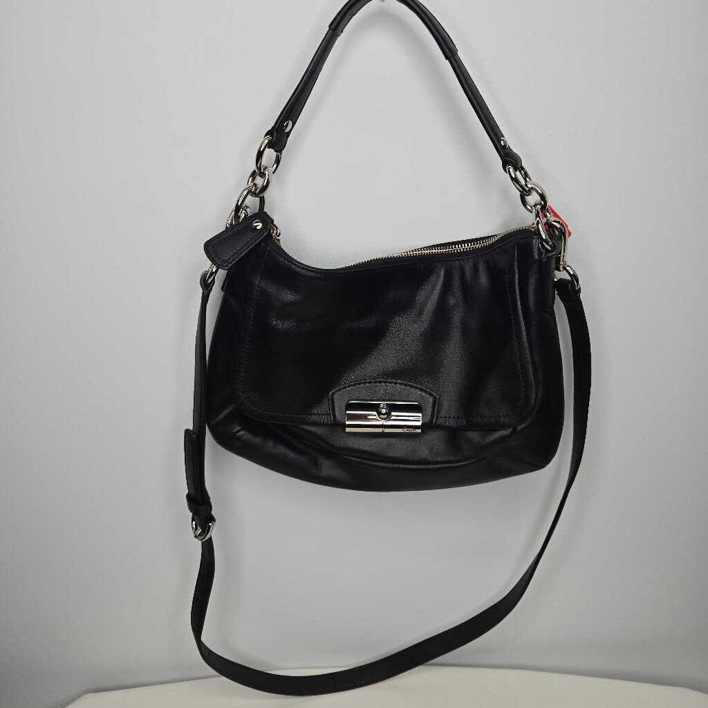 Coach Purses Medium Crossbody 10 1/2 x 7 x 3 Black Leather