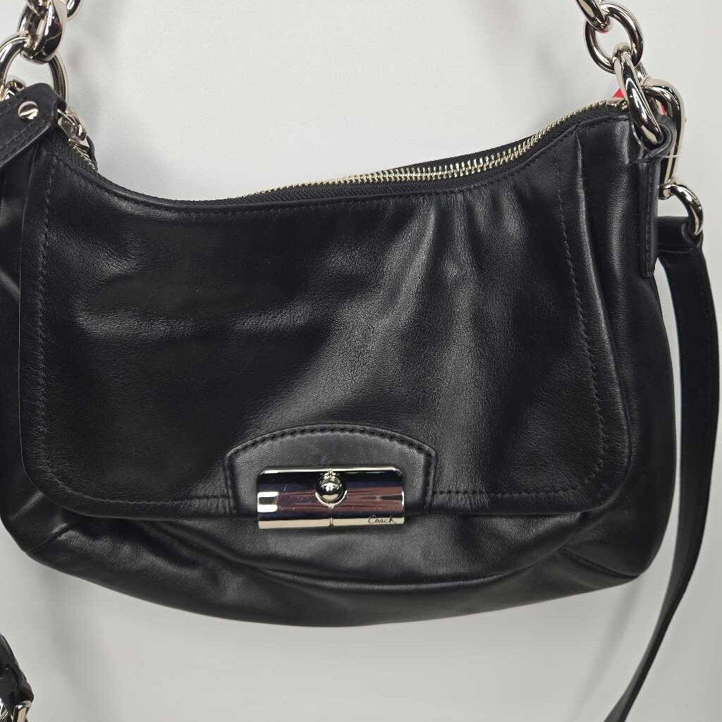 Coach Purses Medium Crossbody 10 1/2 x 7 x 3 Black Leather