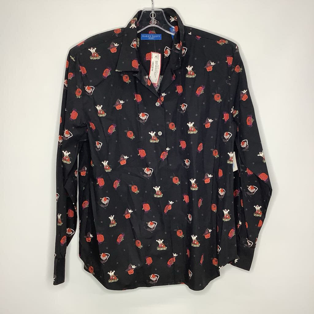 Karen Scott Button Down L Black