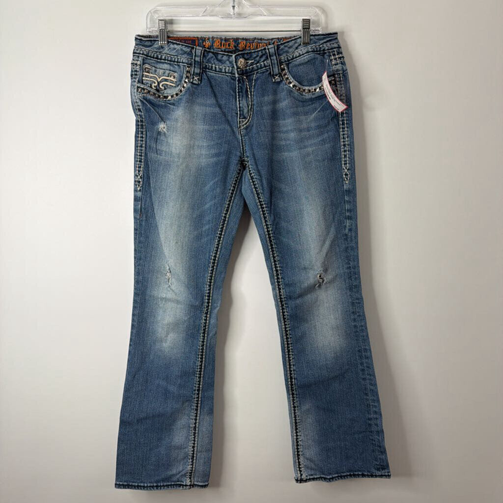 Rock Revival Designer Jeans 10 Ripped Blue Denim