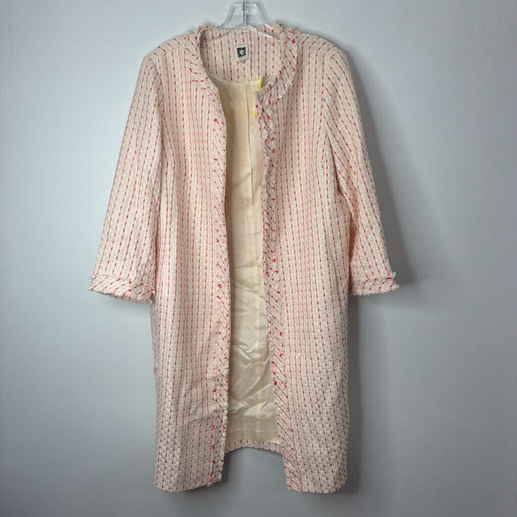 Anne Klein Outerwear L/14 White/Pink Tweed