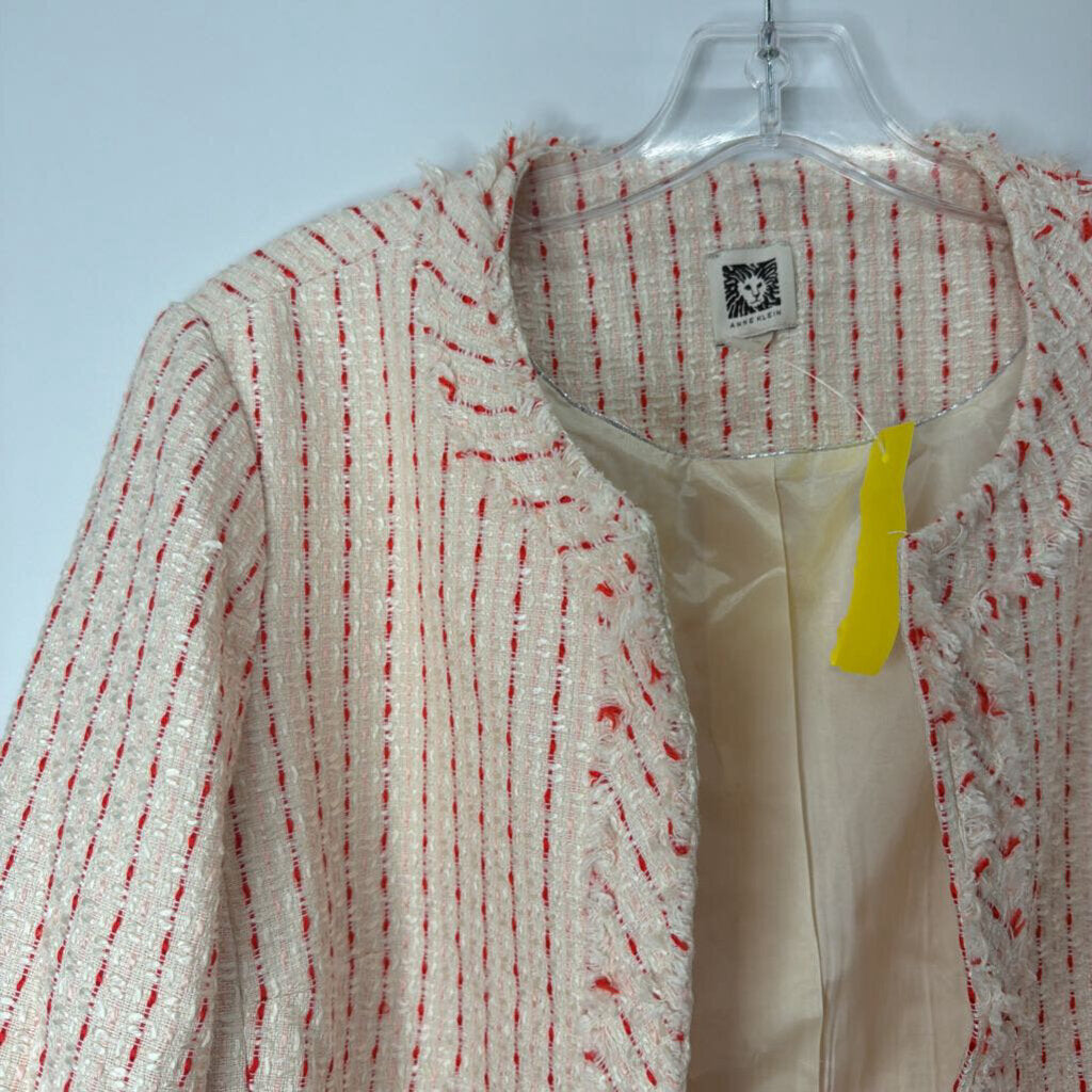 Anne Klein Outerwear L/14 White/Pink Tweed
