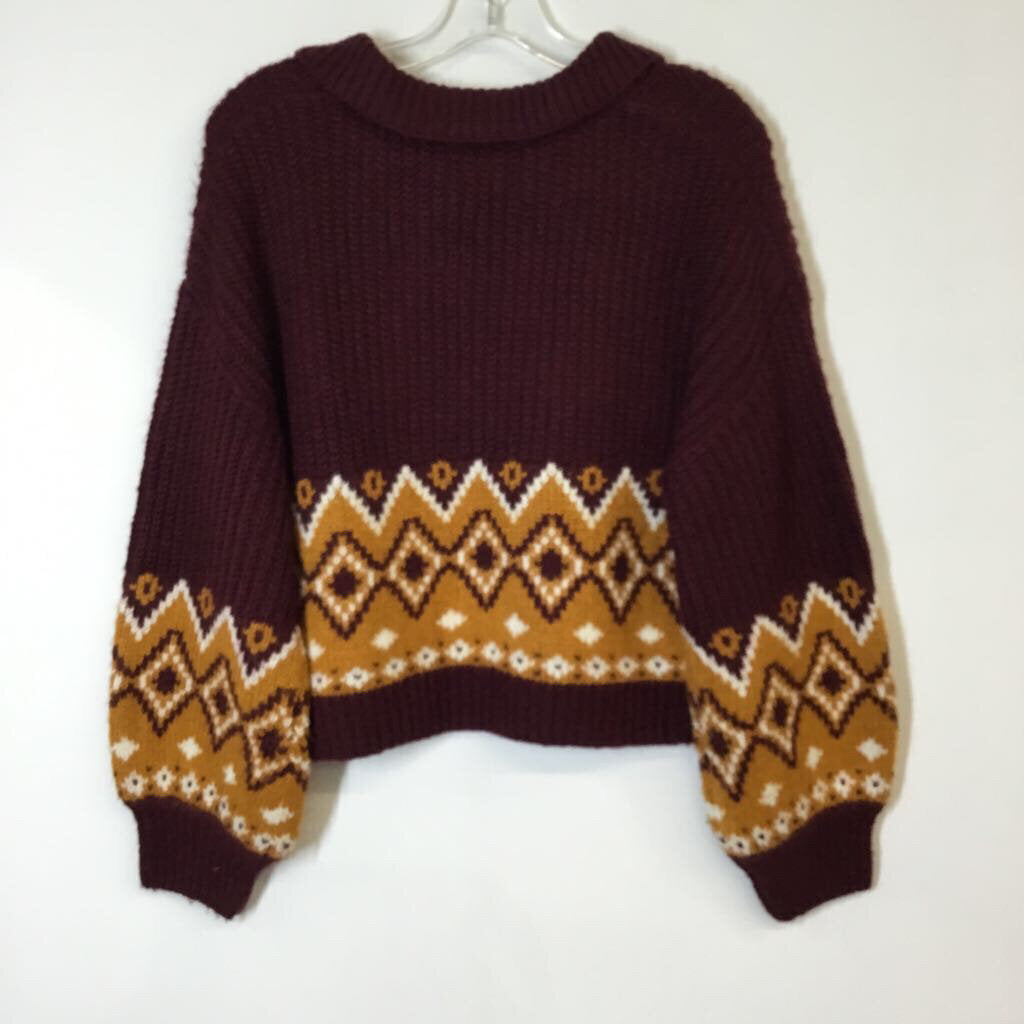 So Sweater L Maroon/Mustard