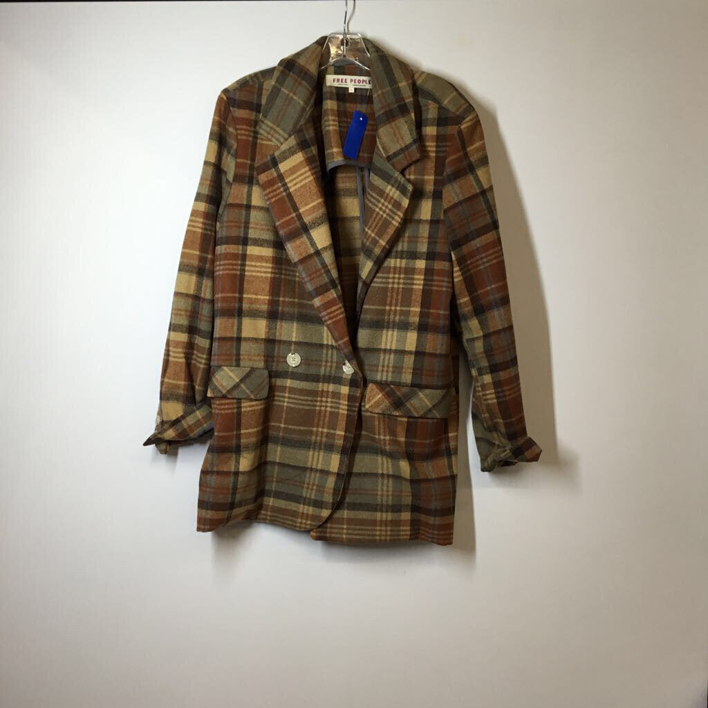 Free People Outerwear L Brown Plaid