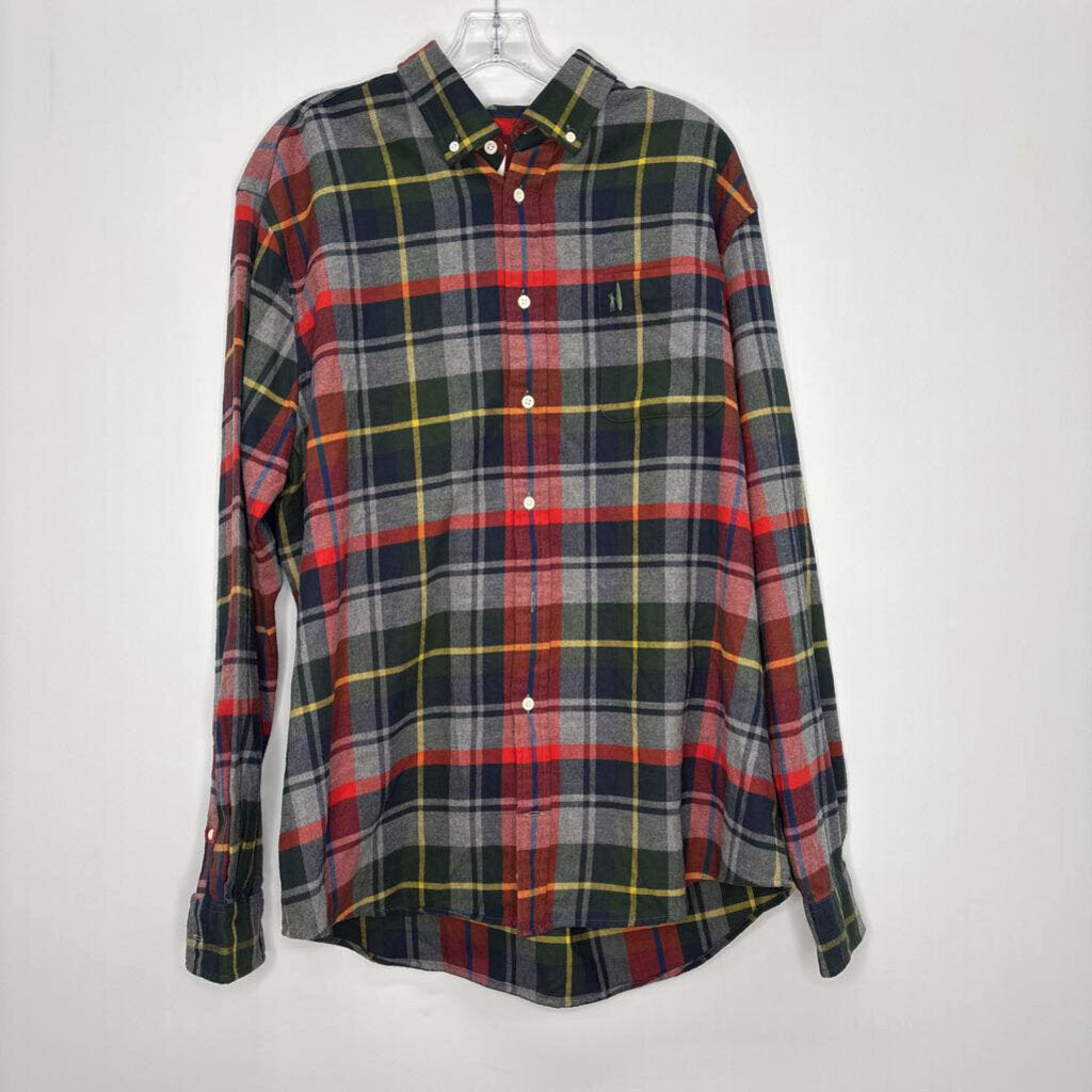 johnnie-O Button Down Men's XL Gray/Red/Orange/Yellow