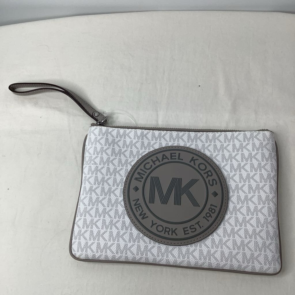 Michael Kors Purse Purses Large Wristlet/Clutch White/Gray