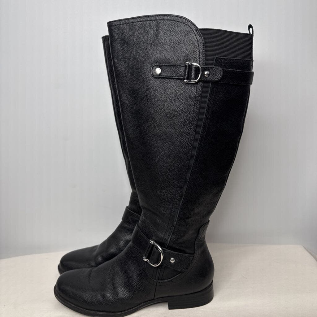 Naturalizer Boots 8 Wide Black Pebbled Leather