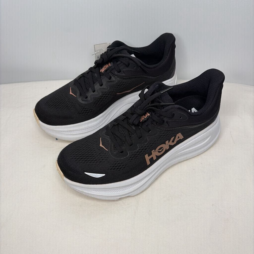 Hoka Shoes 9 Black/Rose Gold/White