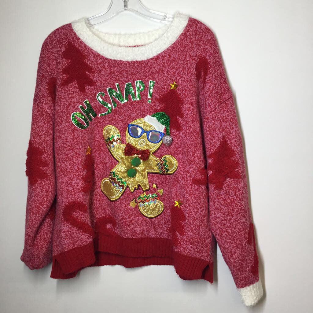 Sweater L Red Oh Snap