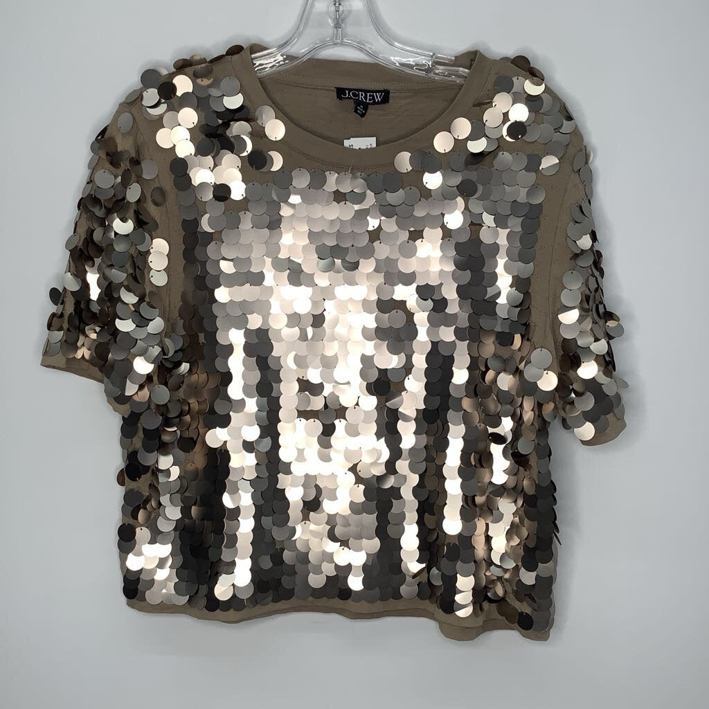 J. Crew Shirt M Tan/Large Sequins