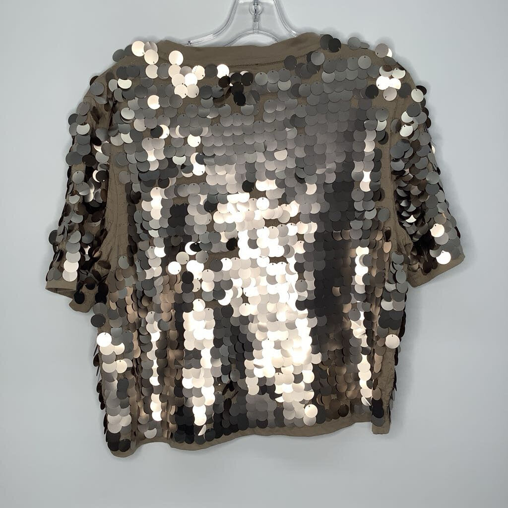 J. Crew Shirt M Tan/Large Sequins