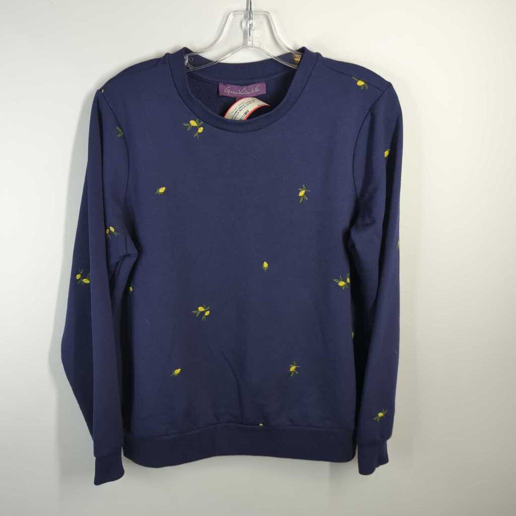 Gloria Vanderbilt Sweatshirt M Navy/Lemons